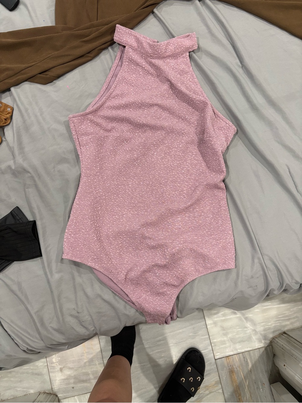 Sparkle Pink High-Neck Bodysuit